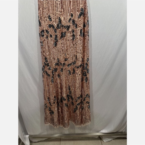 NWT $798 Mac Duggal [ 6 ] One Shoulder Embellished Gown in‎ Apricot Pink - Picture 13 of 13